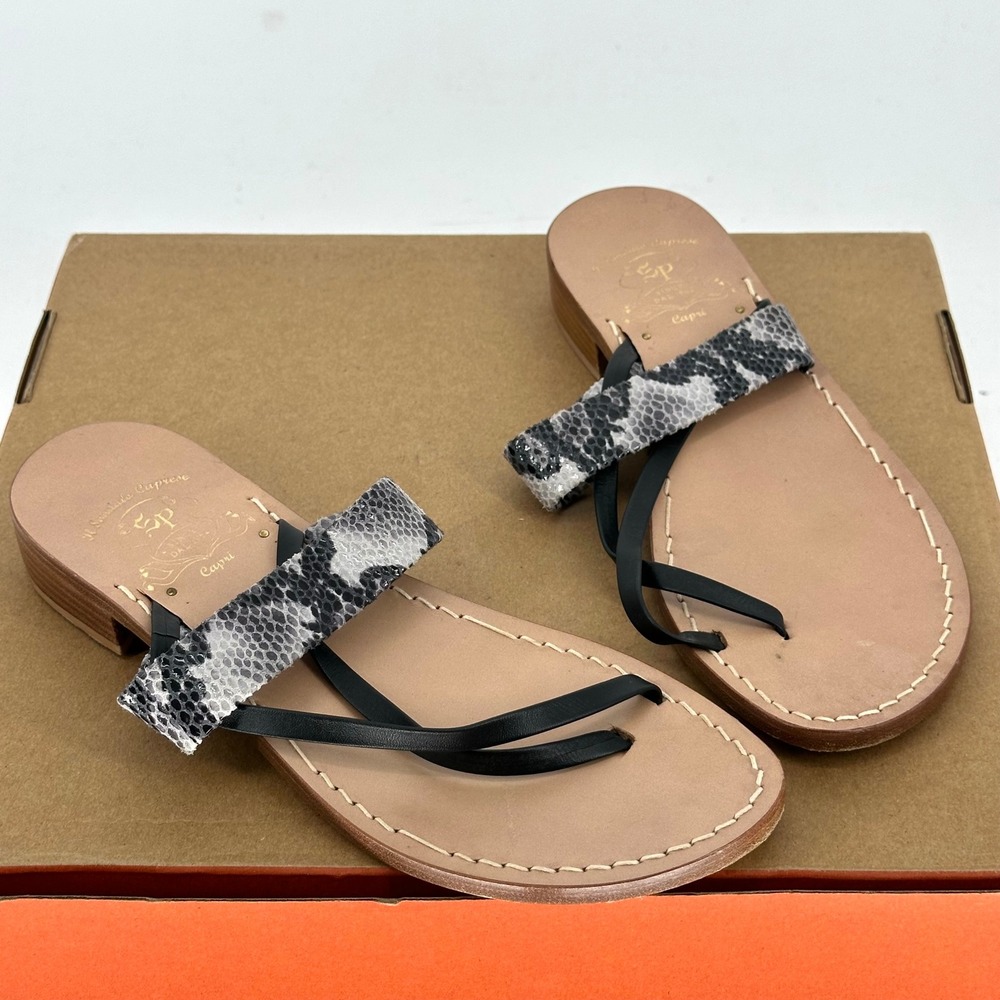 II Sandalo Caprese SP Capri All Leather Strappy Heel Sandal Snakeskin Animal 39